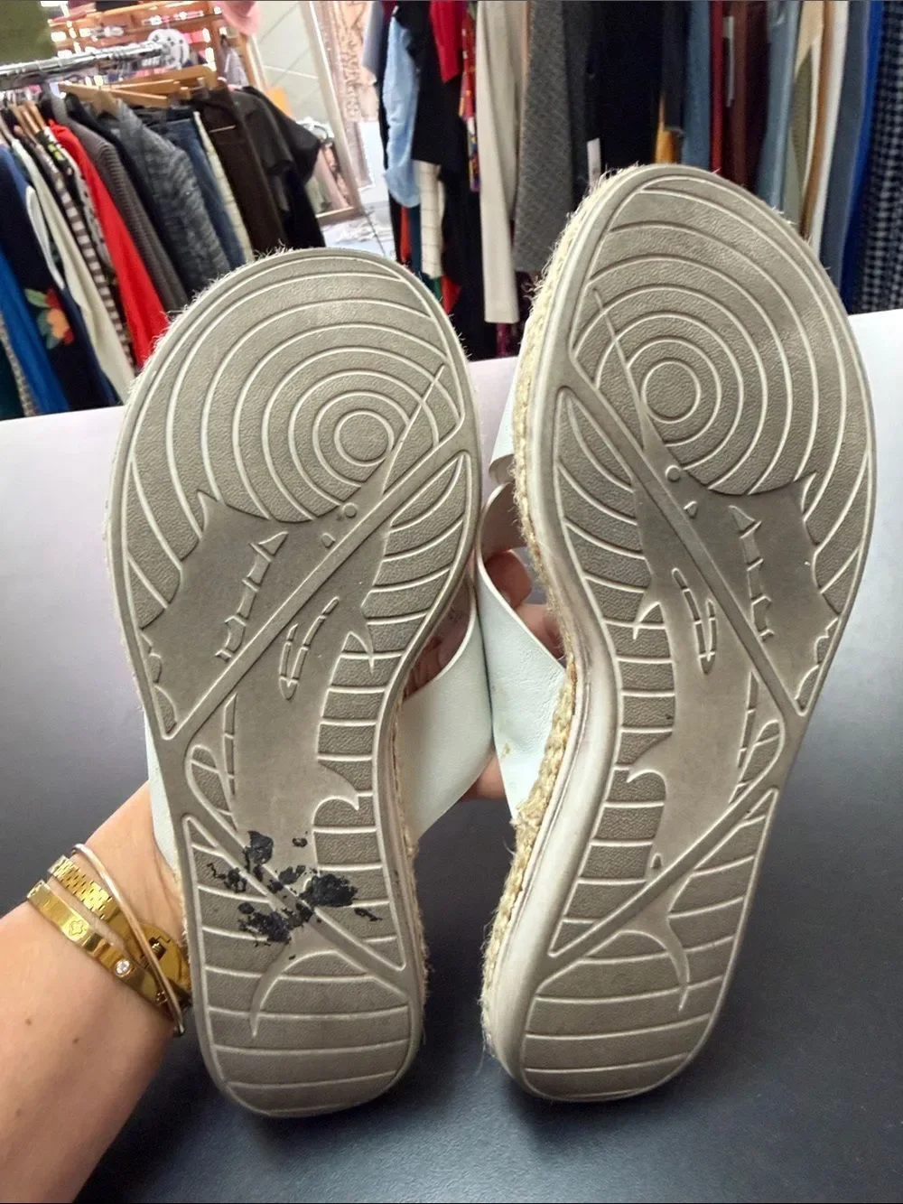 Tommy Bahama Cream Crisscross Espadrille Slide Sandals